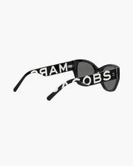 The Bold Logo Square Cat Eye Sunglasses - Black/White | Marc Jacobs online