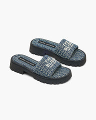 The Denim Monogram Lug Sole Slide - Sun Faded Denim | Marc Jacobs online
