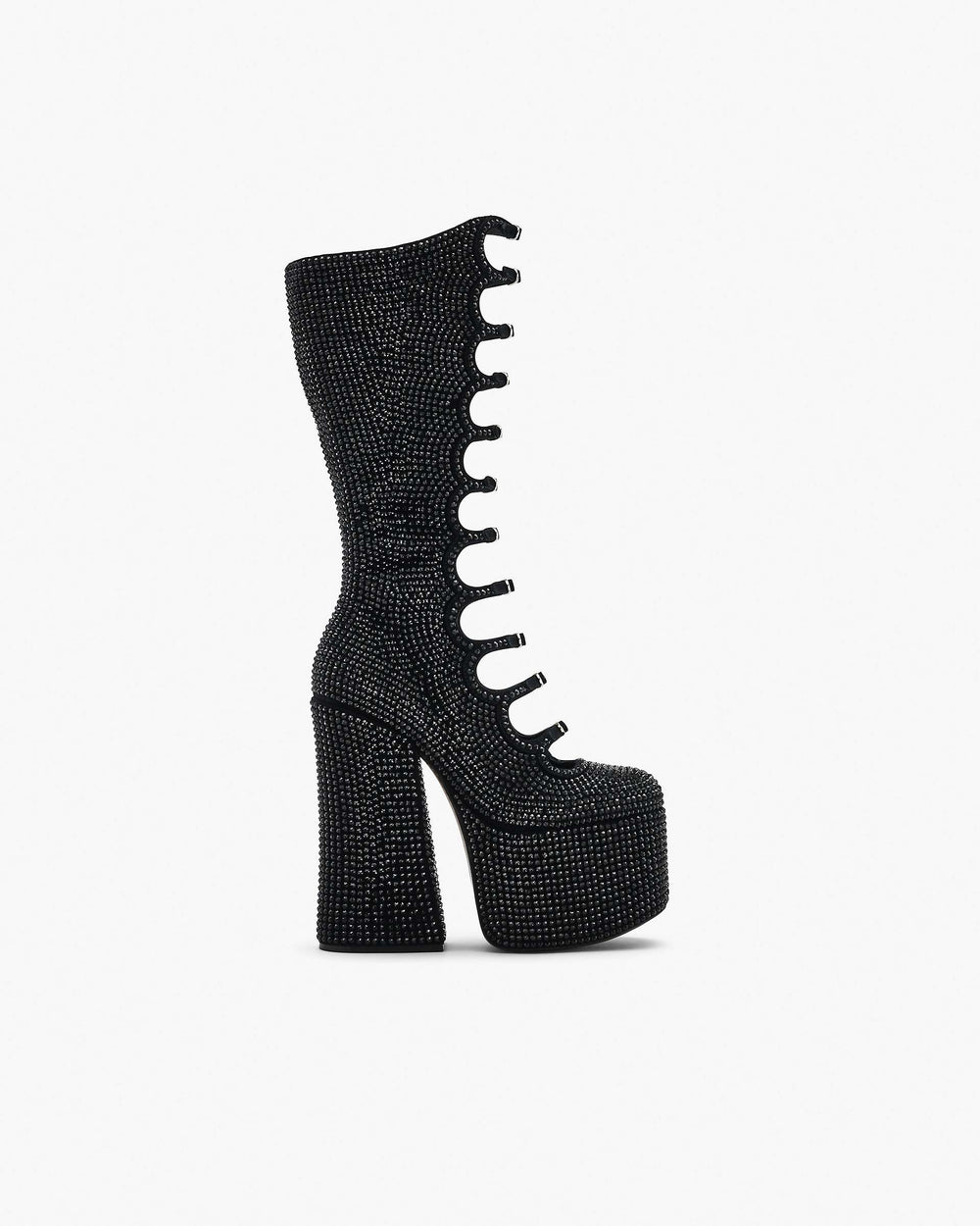 The Rhinestone Kiki Knee-High Boot - Black/Black | Marc Jacobs online