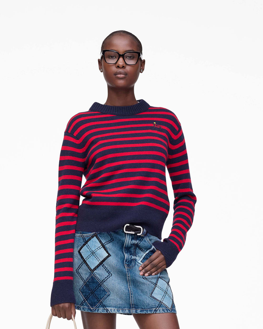 Joy Striped Crewneck - Navy/Red | Marc Jacobs for sale