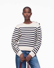 Breton Stripe Crewneck - White/Navy | Marc Jacobs on sale
