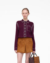 Trompe L'Oeil Knit Button Down - Dark Plum/Ivory | Marc Jacobs discount