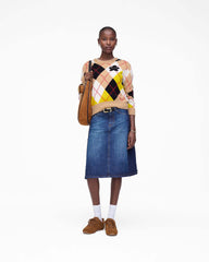 Two Tone Shadow Denim Skirt - Dark Slub Indigo | Marc Jacobs on sale