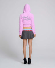 Fuzzy Shrunken Knit Zip-Up - Pink | Marc Jacobs US