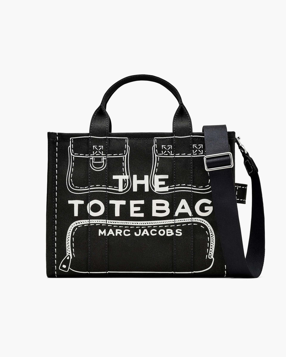 The Trompe L'Oeil Cargo Canvas Medium Tote Bag - Black | Marc Jacobs on sale
