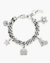 The Pave Mini Icon Charm Bracelet - Silver/Crystal | Marc Jacobs online