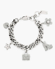 The Pave Mini Icon Charm Bracelet - Silver/Crystal | Marc Jacobs online