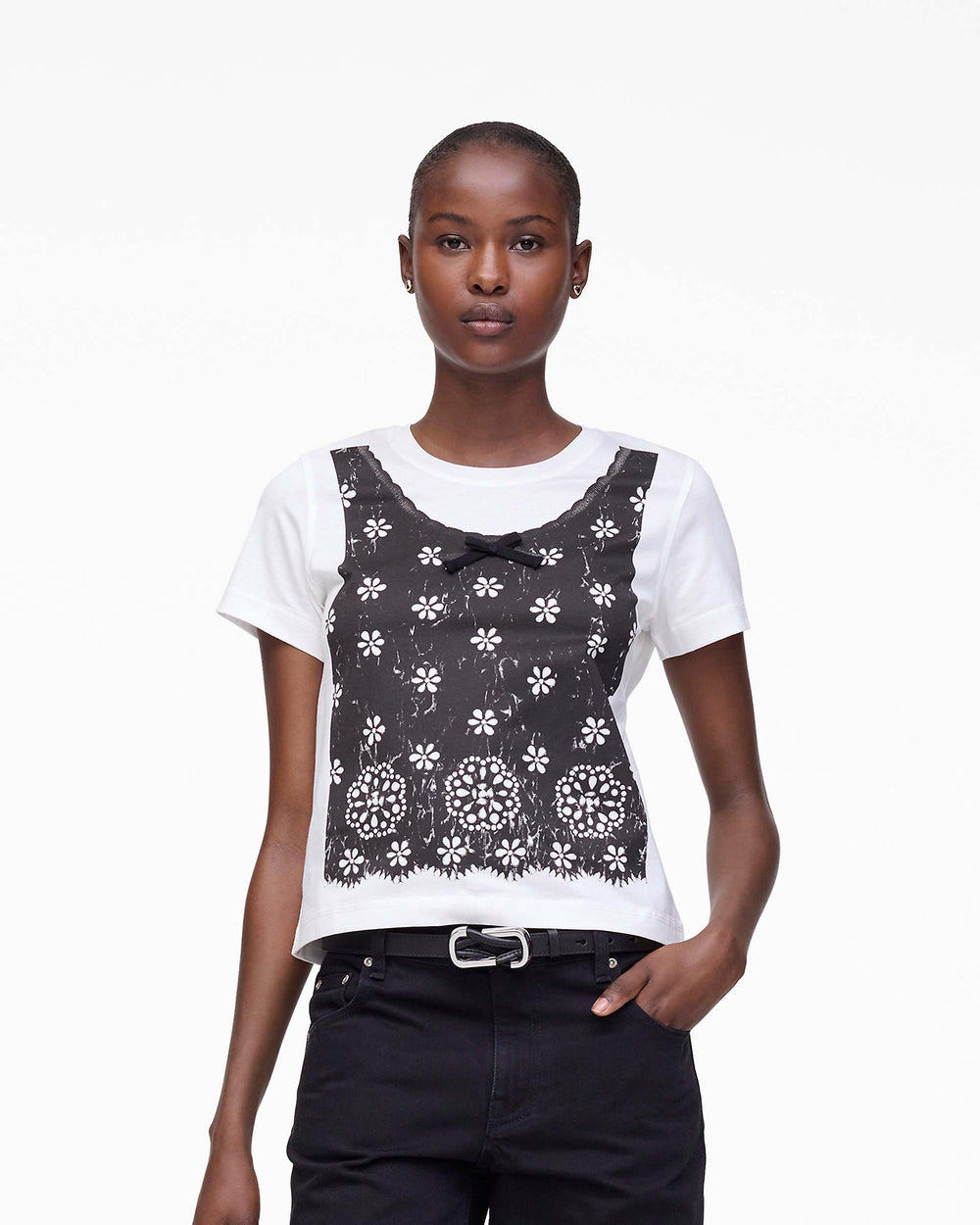 Trompe L'Oeil Eyelet Slim Tee - White Multi | Marc Jacobs sale