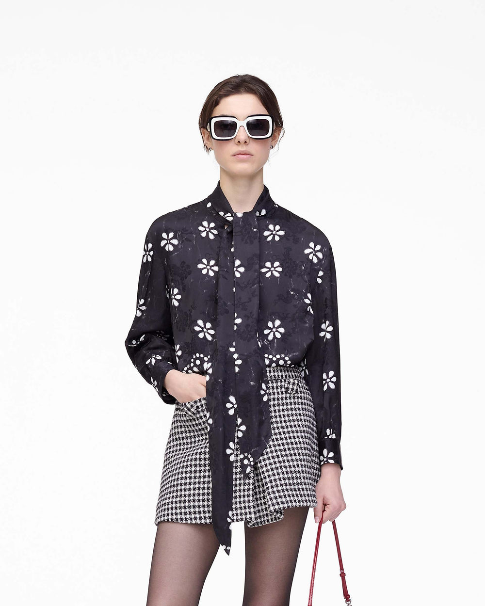 Trompe L'Oeil Eyelet Bow Blouse - Black/White | Marc Jacobs US
