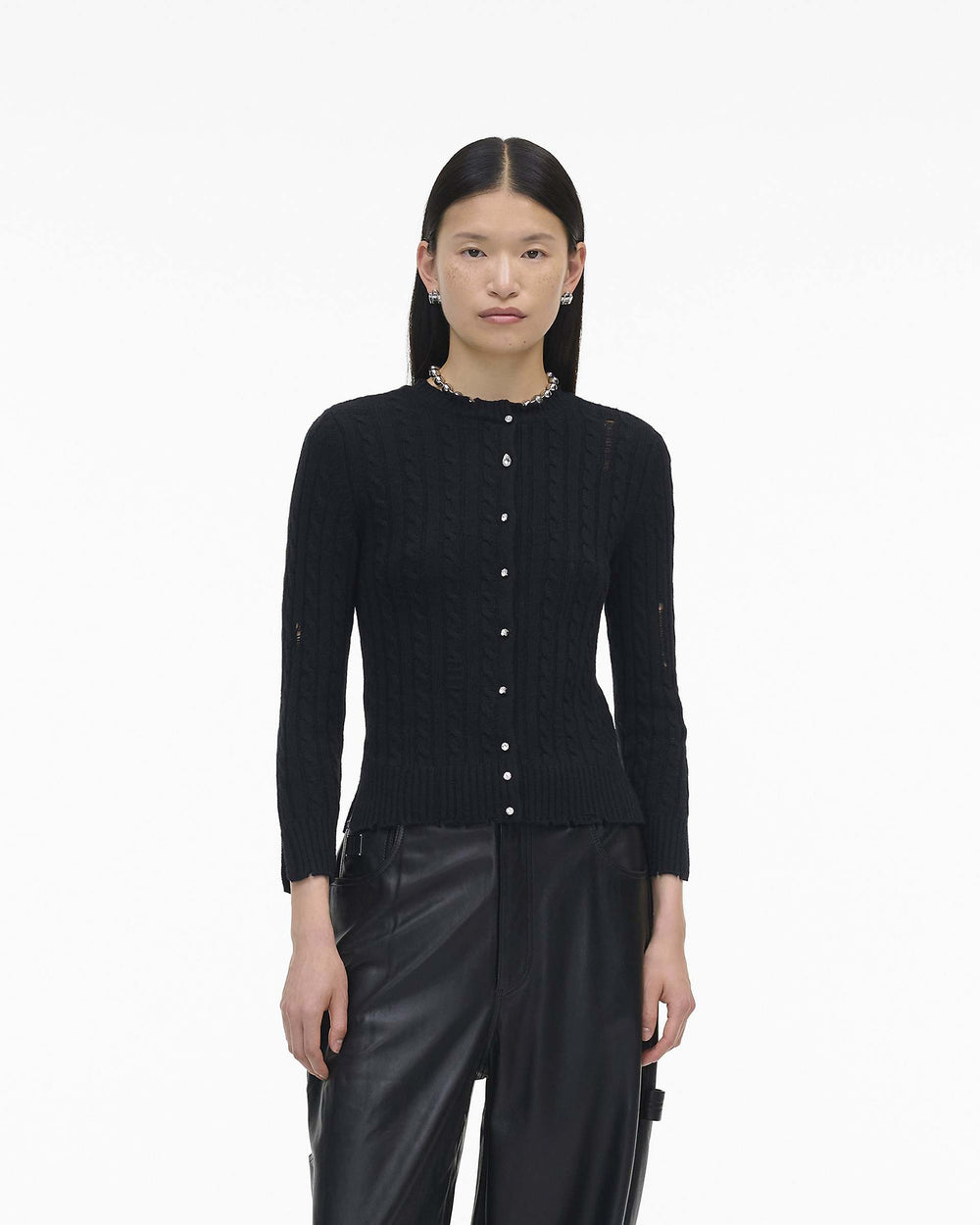 The Shrunken Cashmere Cable Cardigan - Black | Marc Jacobs US