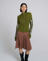 Plated Knit Zip Up - Military Green | Marc Jacobs on sale