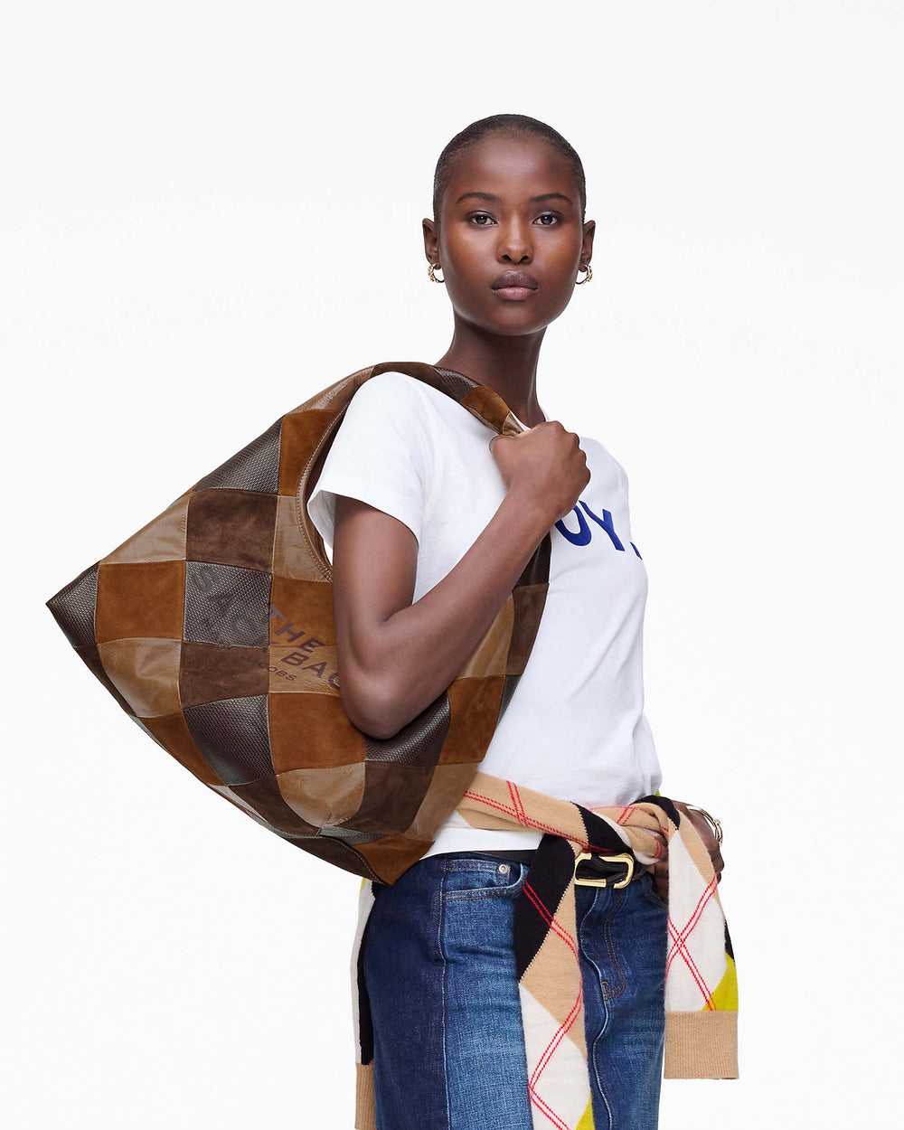 The Suede Patchwork Sack Bag - Brown Multi | Marc Jacobs online
