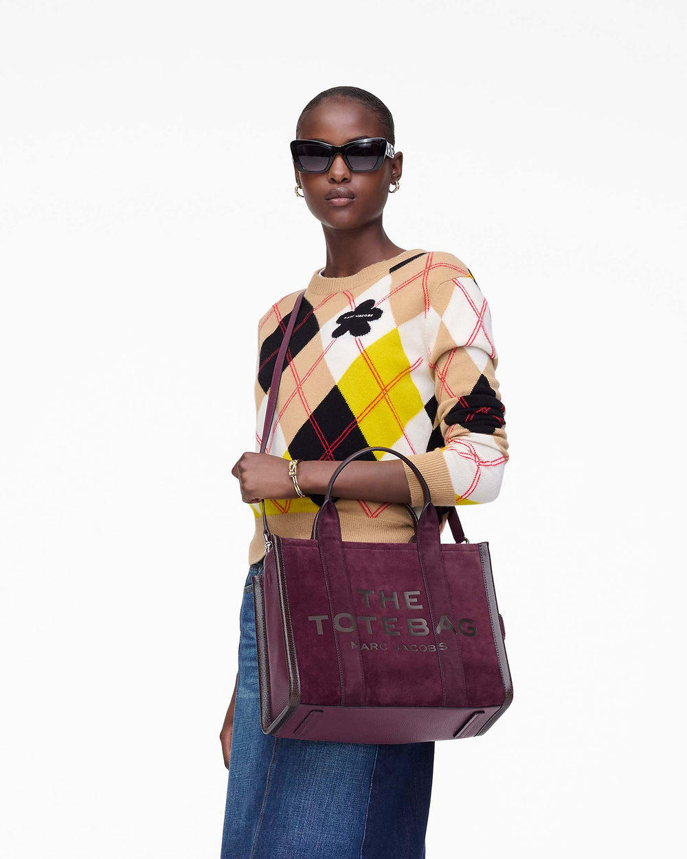 The Suede Medium Tote Bag - Dark Plum | Marc Jacobs US