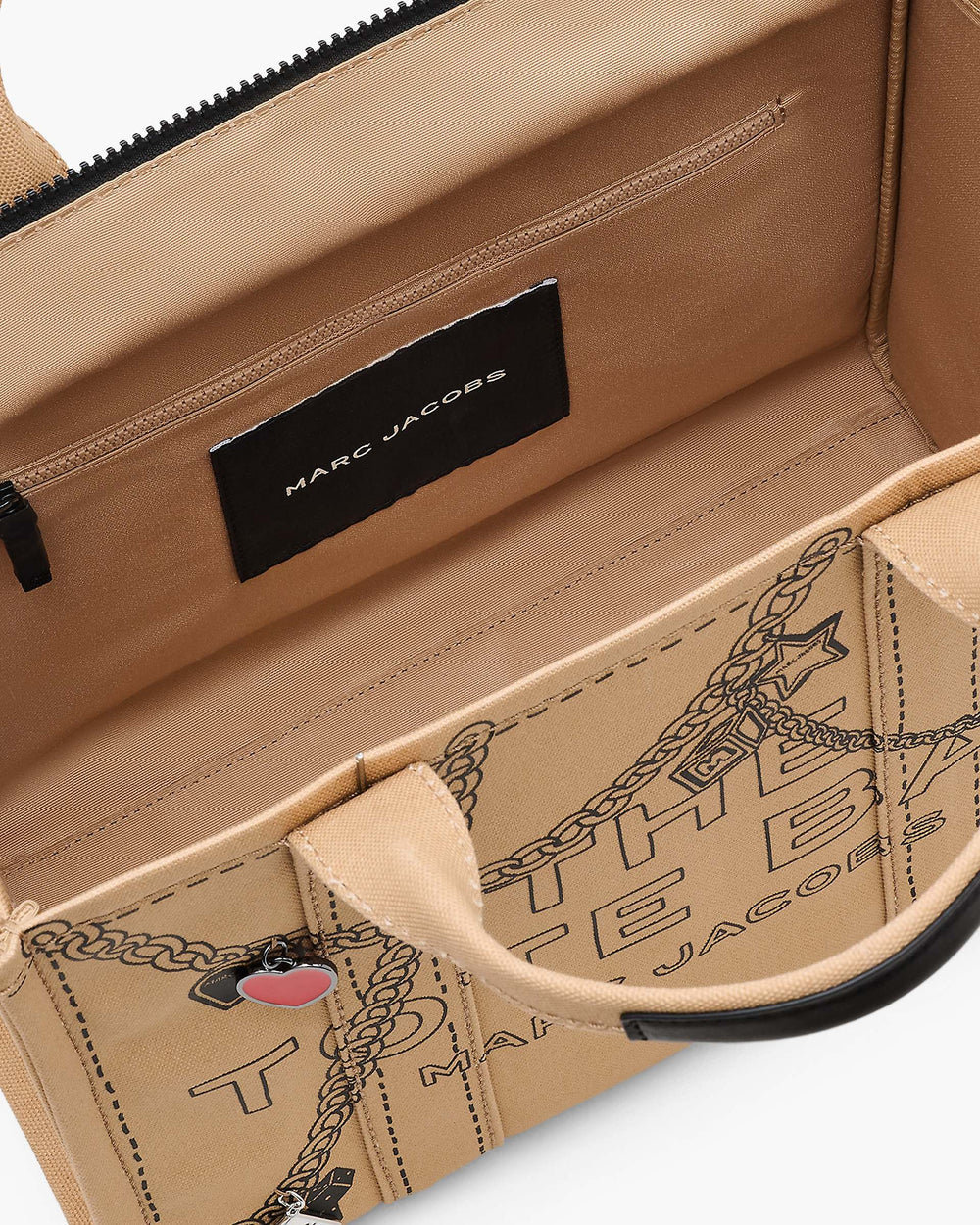 The Trompe L'Oeil Charm Canvas Medium Tote Bag - Camel Multi | Marc Jacobs for sale