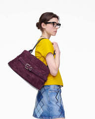 The Suede Dakota Satchel - Dark Plum | Marc Jacobs online