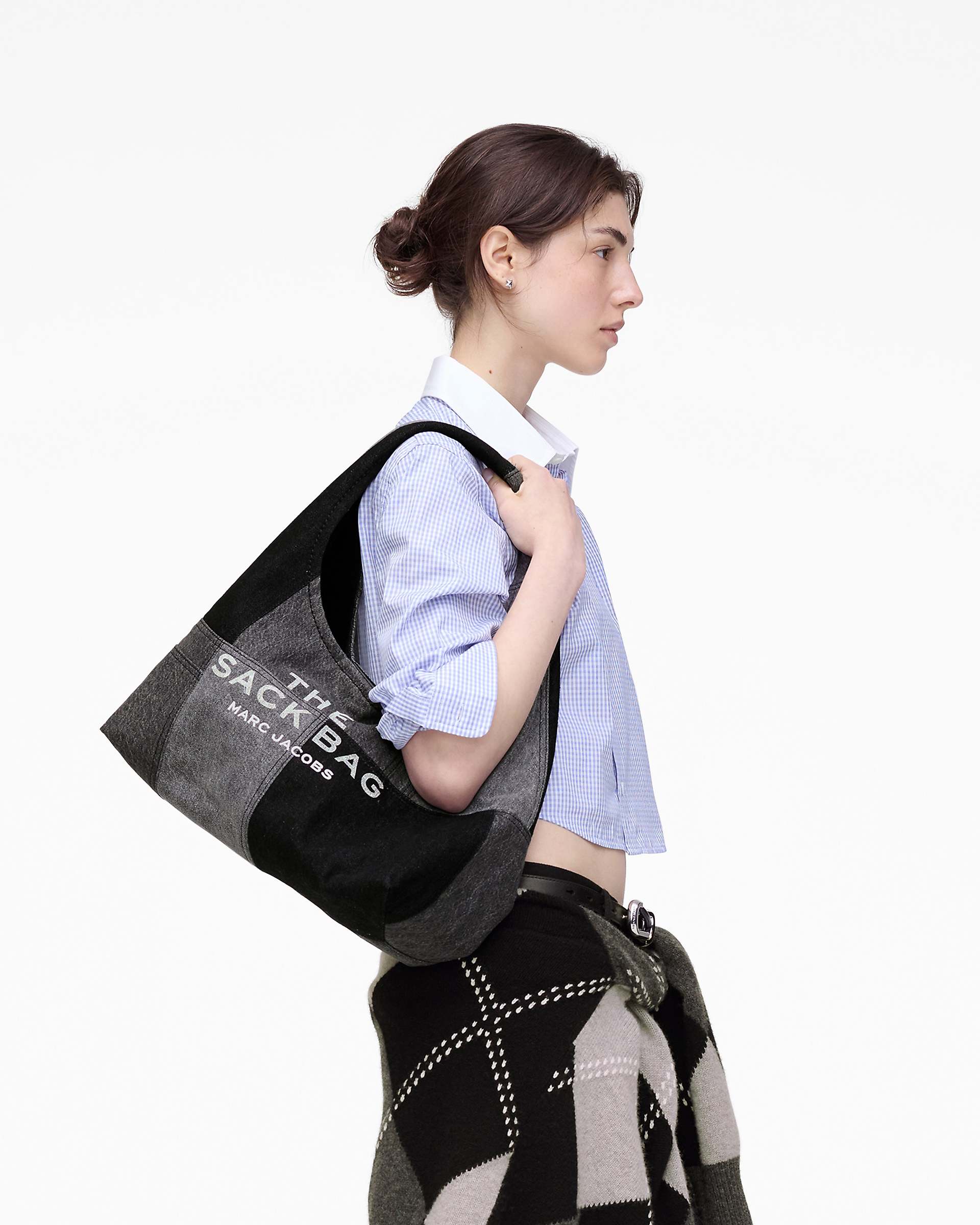 The Patchwork Denim Sack Bag - Black Denim | Marc Jacobs sale
