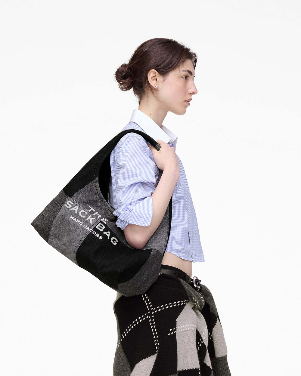 The Patchwork Denim Sack Bag - Black Denim | Marc Jacobs sale