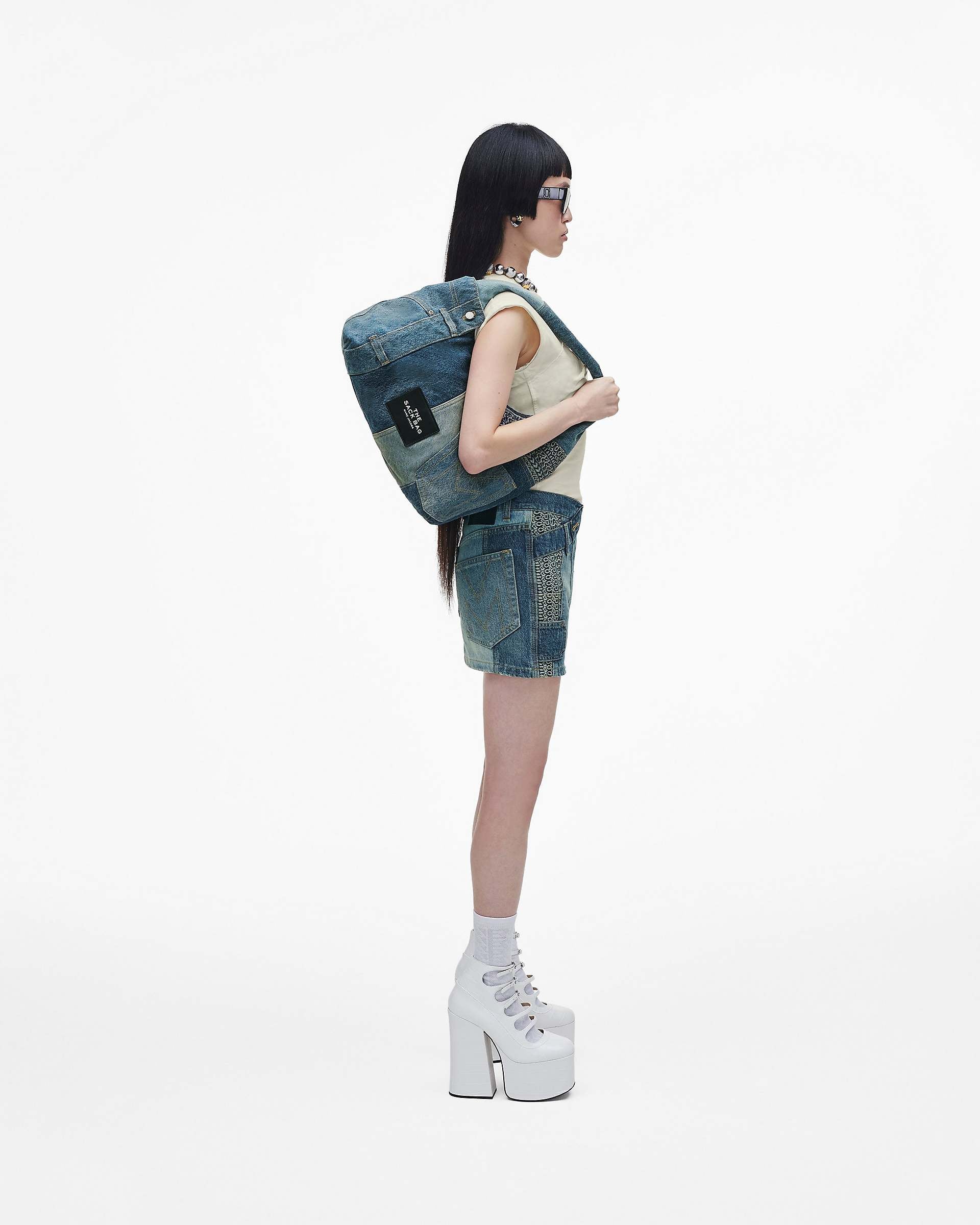 The Deconstructed Denim Sack Bag - Indigo Multi | Marc Jacobs on sale
