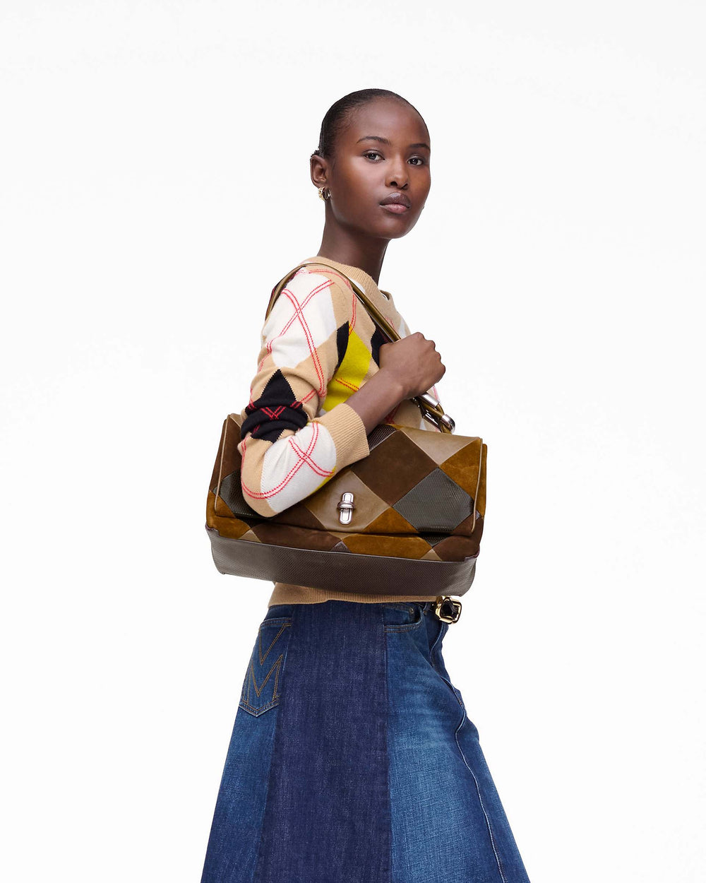 The Suede Patchwork Large Dual Bag - Brown Multi | Marc Jacobs online