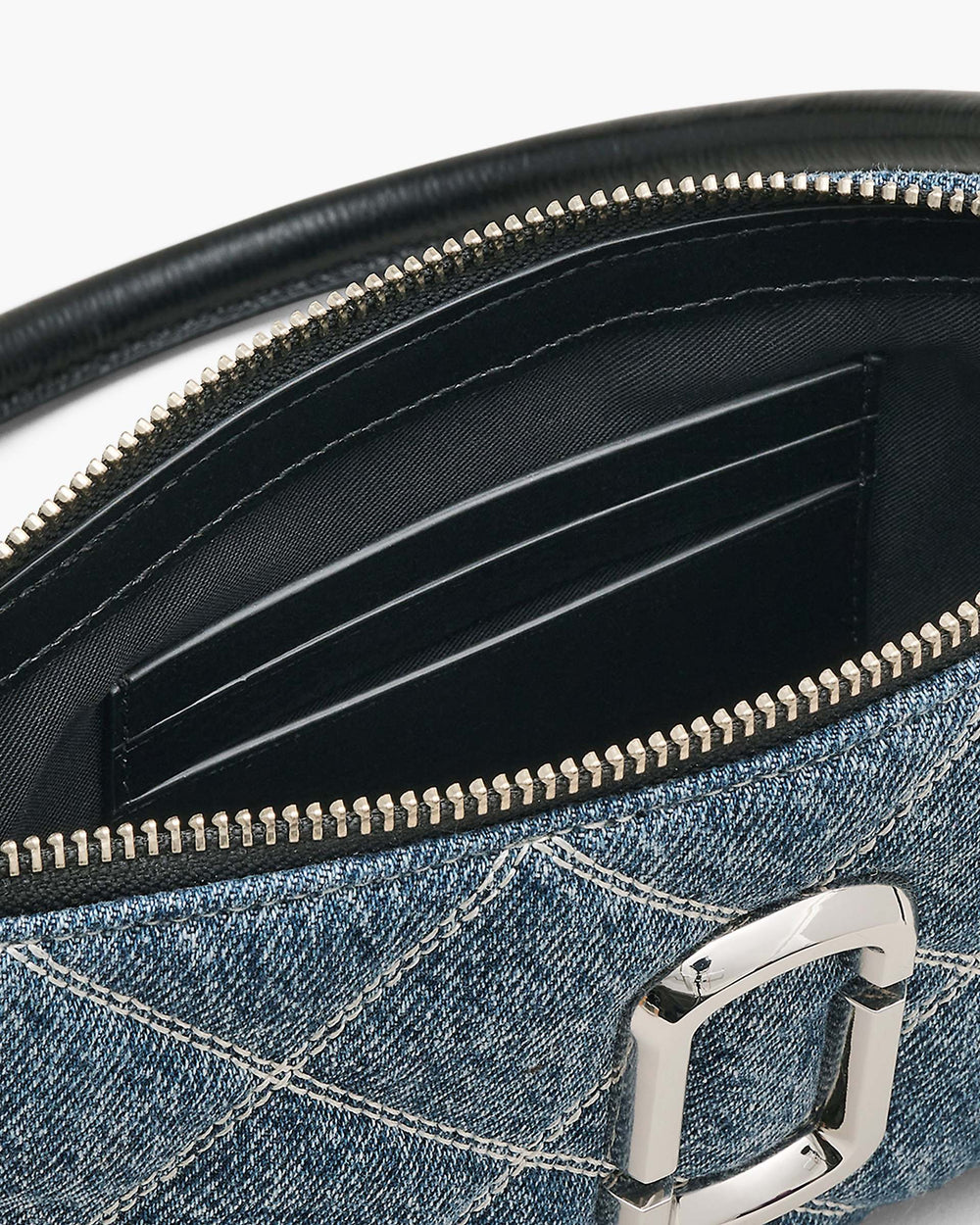 The Quilted Denim Snapshot Convertible Shoulder Bag - Light Wash Indigo | Marc Jacobs online
