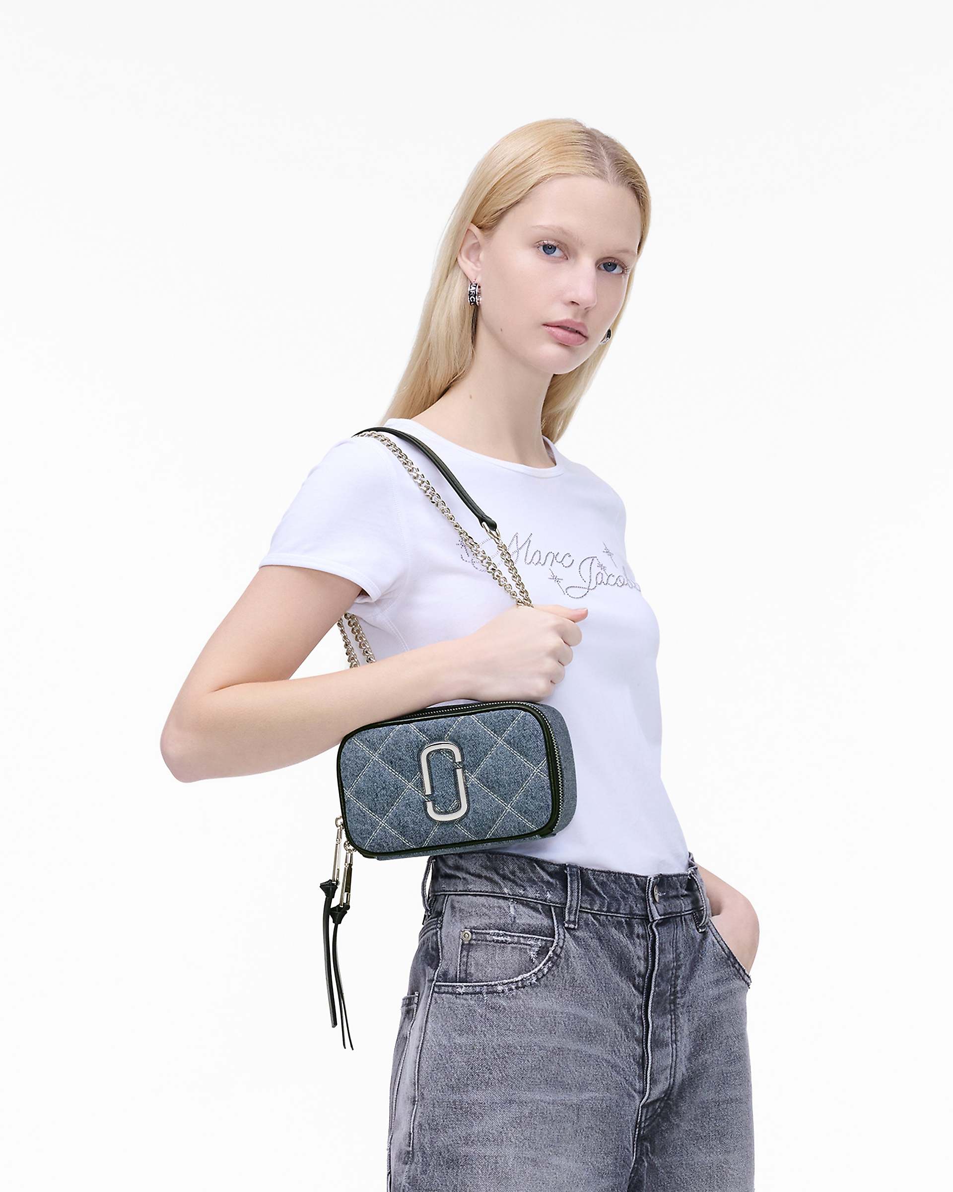 The Quilted Denim Softshot - Light Wash Indigo | Marc Jacobs for sale