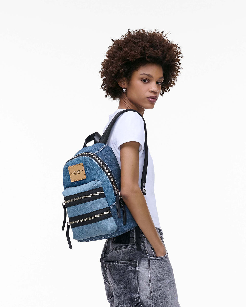 The Biker Colorblock Denim Medium Backpack - Indigo Multi | Marc Jacobs discount