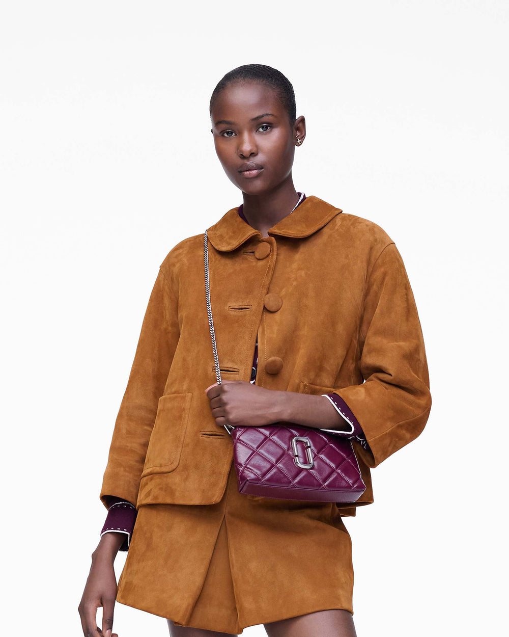 The Quilted Snapshot Convertible Shoulder Bag - Dark Plum | Marc Jacobs online
