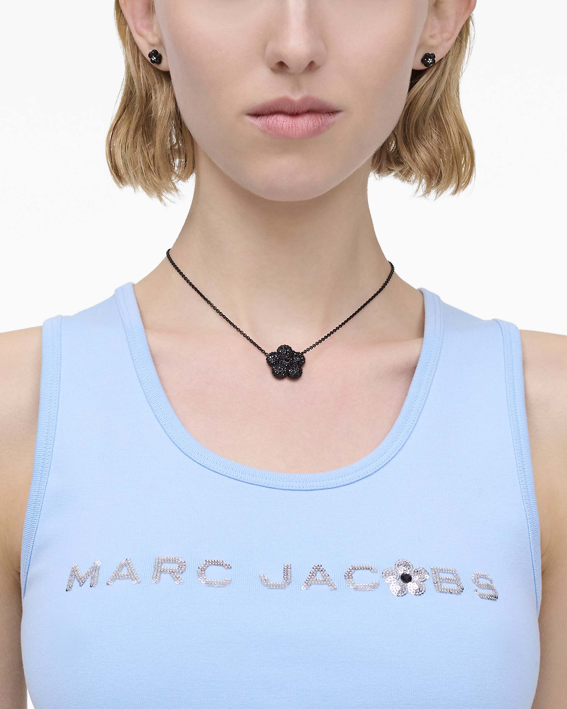 The Daisy Pave Necklace - Black/Black Crystal | Marc Jacobs online