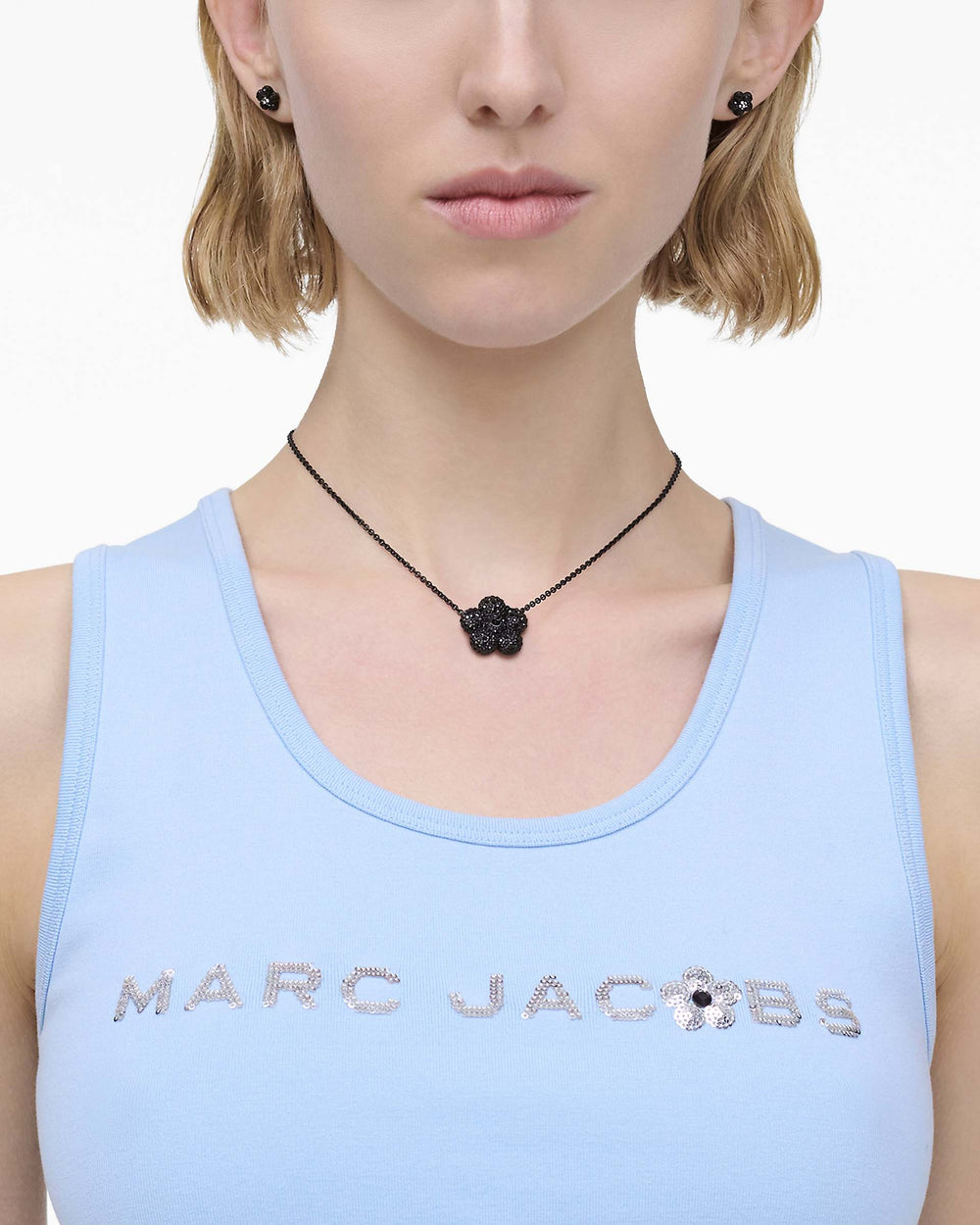 The Daisy Pave Necklace - Black/Black Crystal | Marc Jacobs online