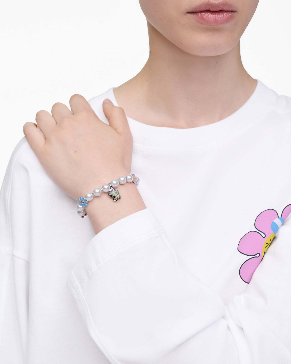 Hattie Stewart X Marc Jacobs Garden Pearl Station Bracelet - Silver/Multi | Marc Jacobs online