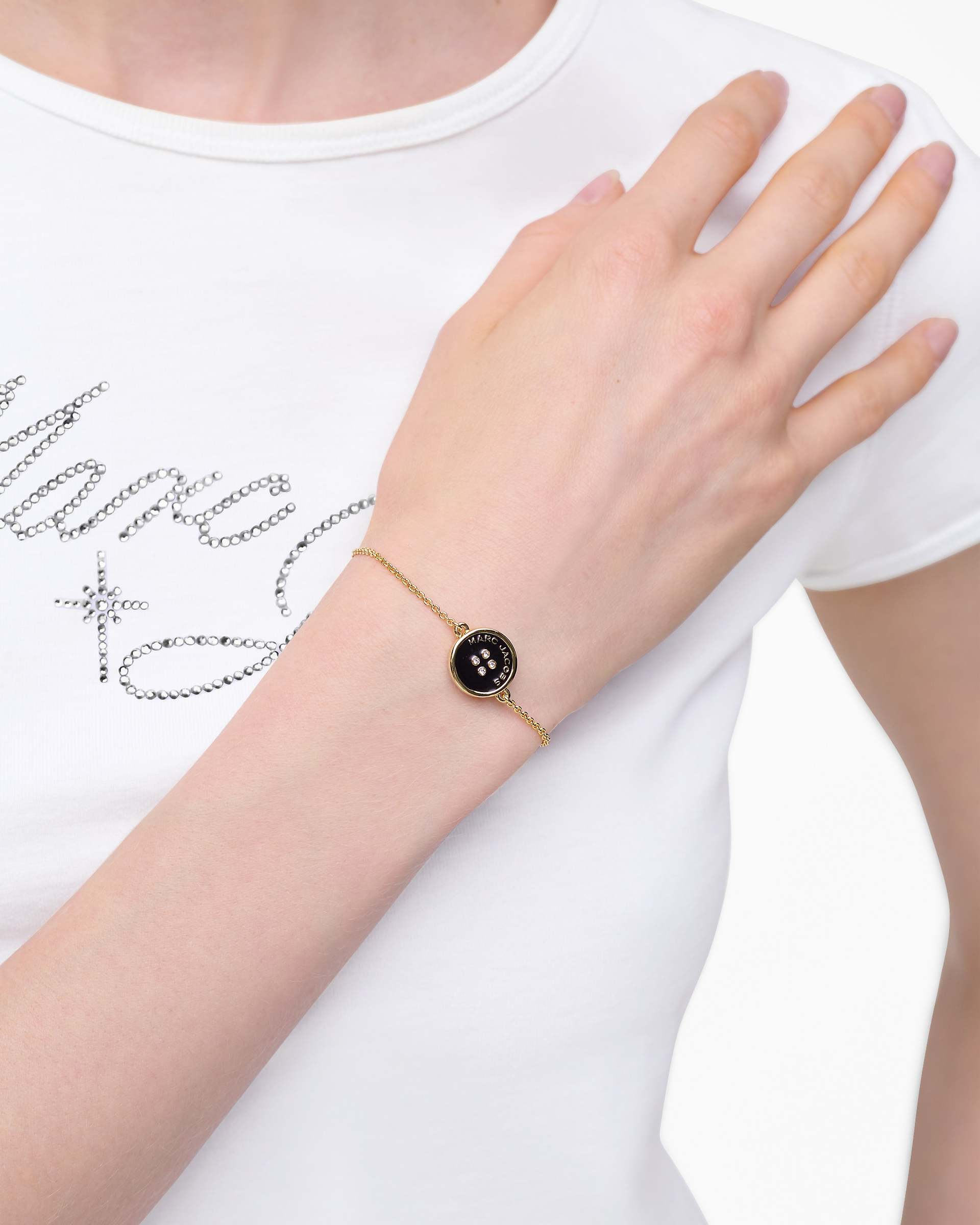 The Button Chain Bracelet - Gold/Black | Marc Jacobs on sale