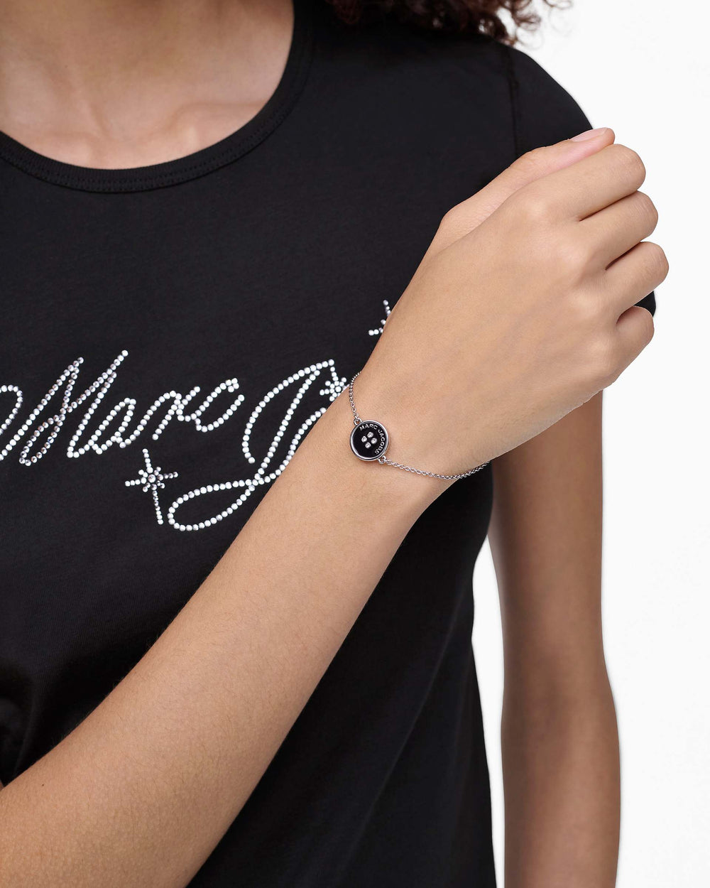 The Button Chain Bracelet - Silver/Black | Marc Jacobs US