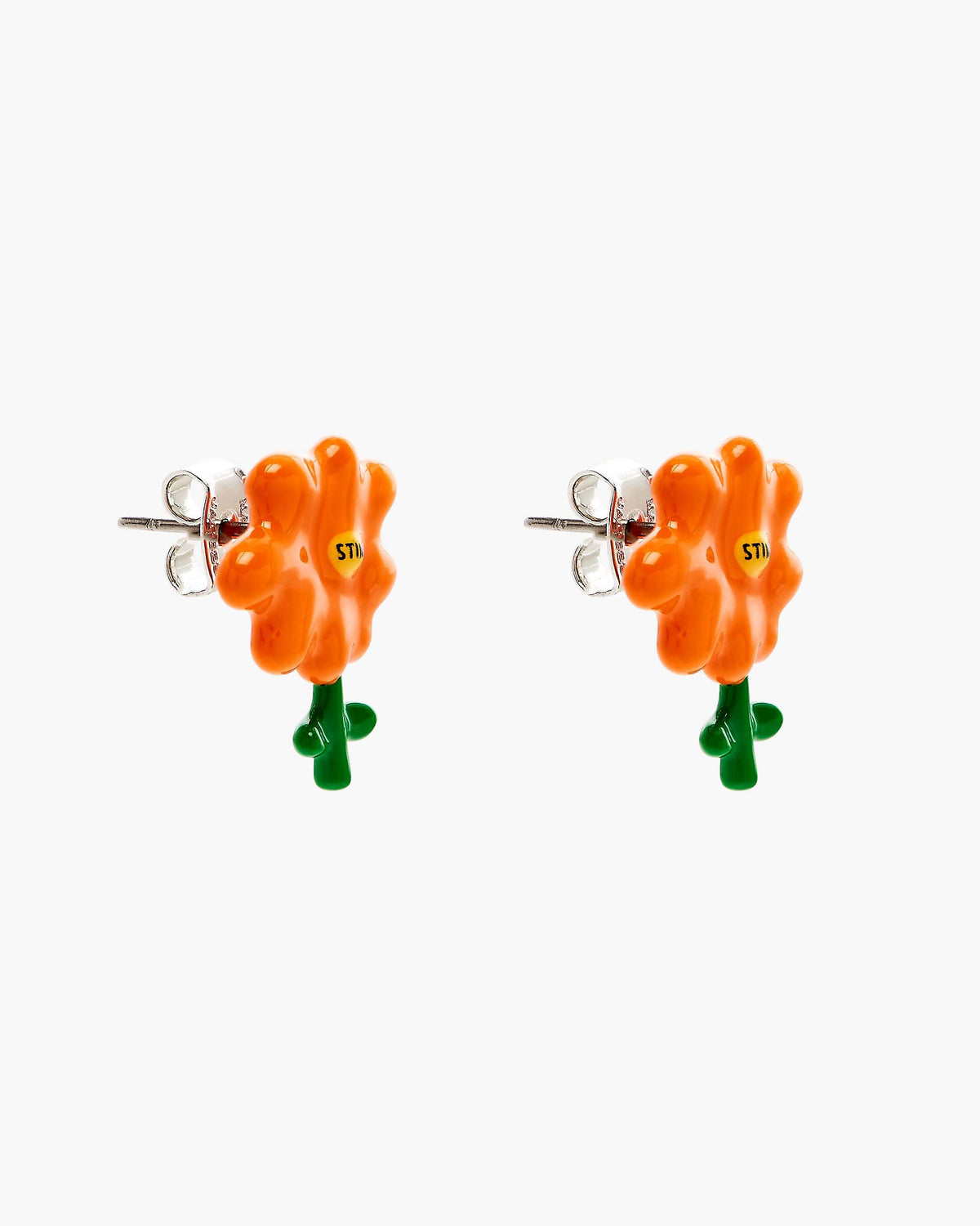 David Shrigley X Marc Jacobs Joy Flower Stud Earrings - Silver/Orange | Marc Jacobs online
