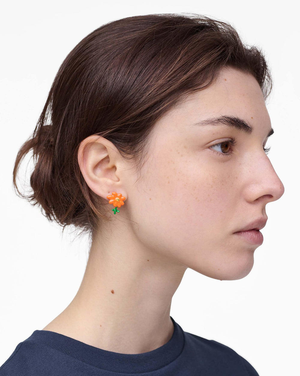 David Shrigley X Marc Jacobs Joy Flower Stud Earrings - Silver/Orange | Marc Jacobs online