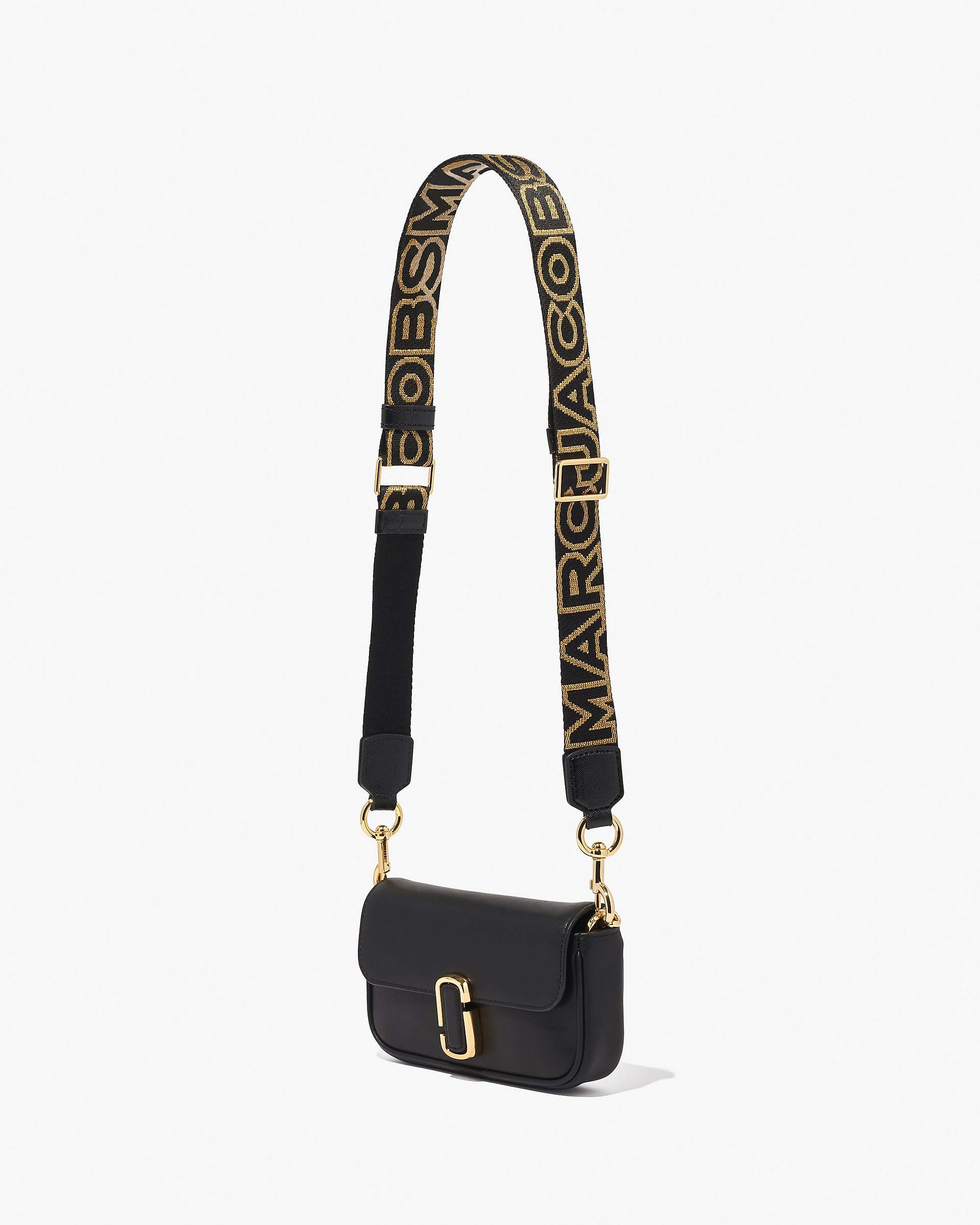The Thin Outline Logo Webbing Strap - Black/Gold | Marc Jacobs on sale