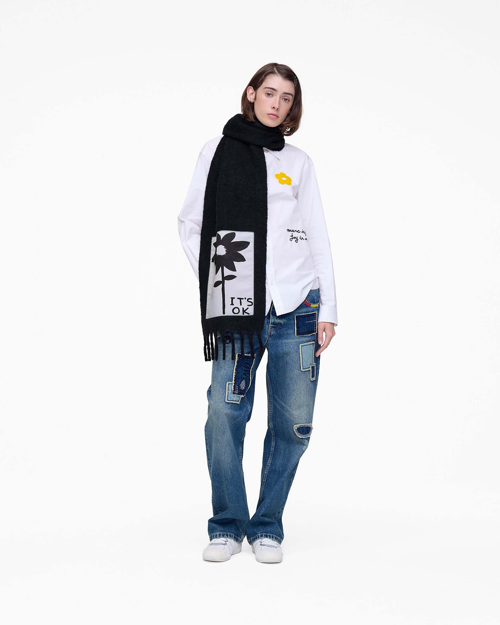 David Shrigley X Marc Jacobs It's Ok Wool Scarf - Black Multi | Marc Jacobs for sale