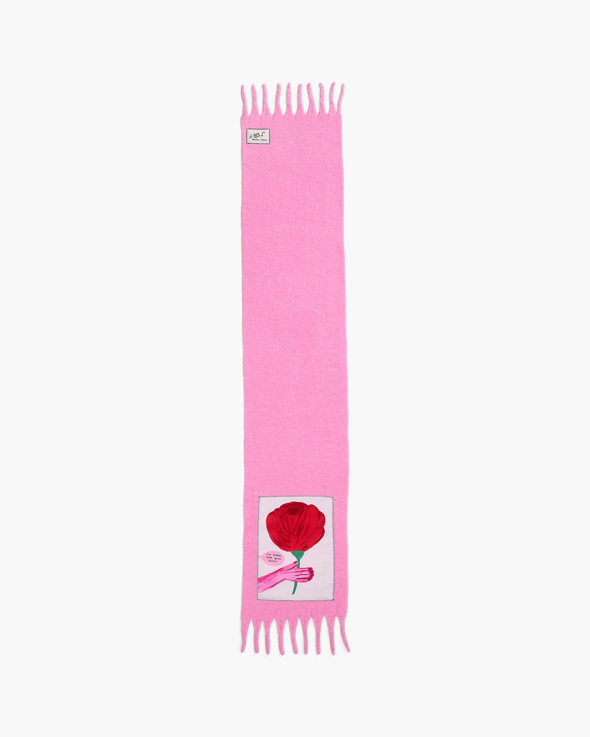 David Shrigley X Marc Jacobs Oh Rose Wool Scarf - Pink Multi | Marc Jacobs US