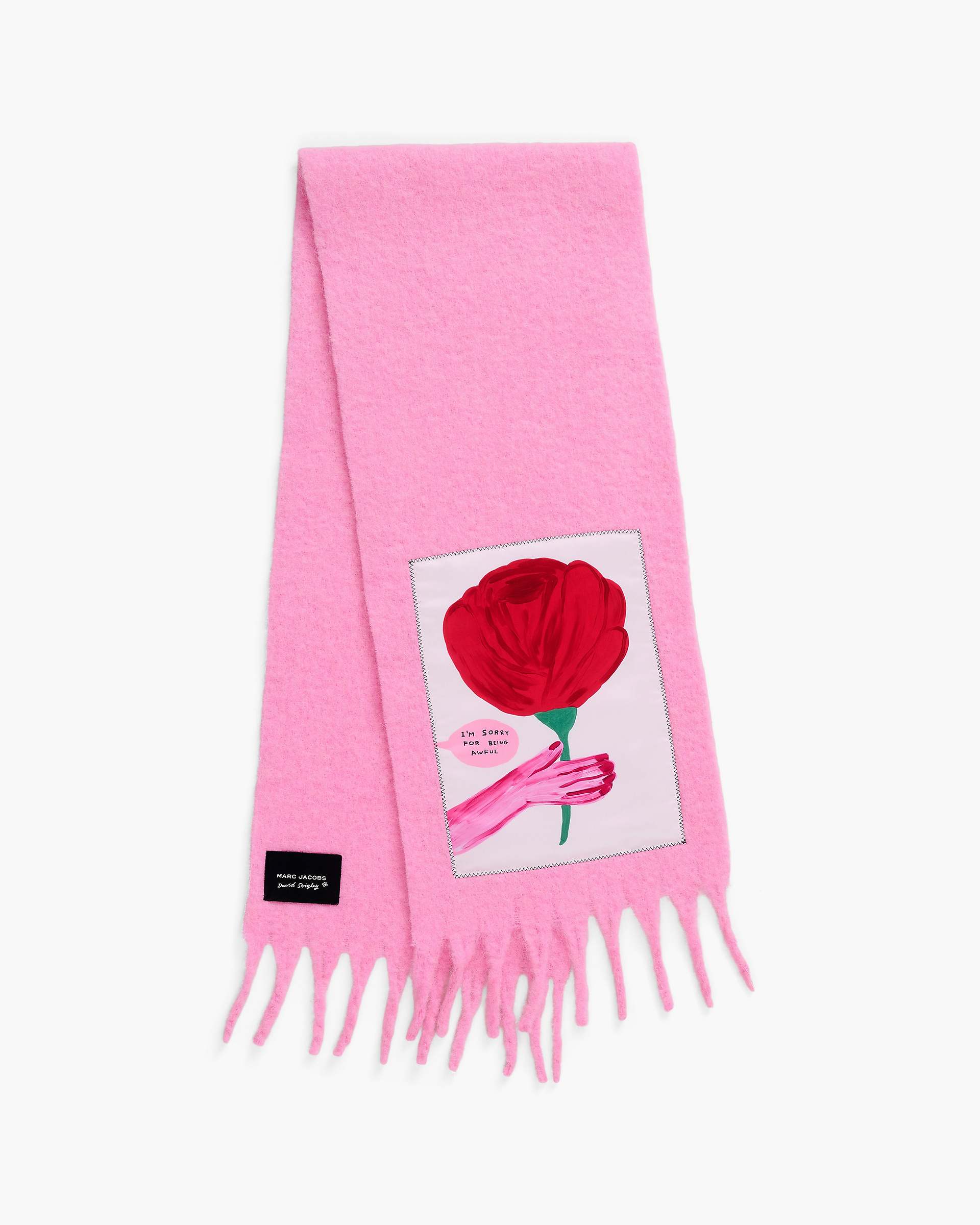 David Shrigley X Marc Jacobs Oh Rose Wool Scarf - Pink Multi | Marc Jacobs US