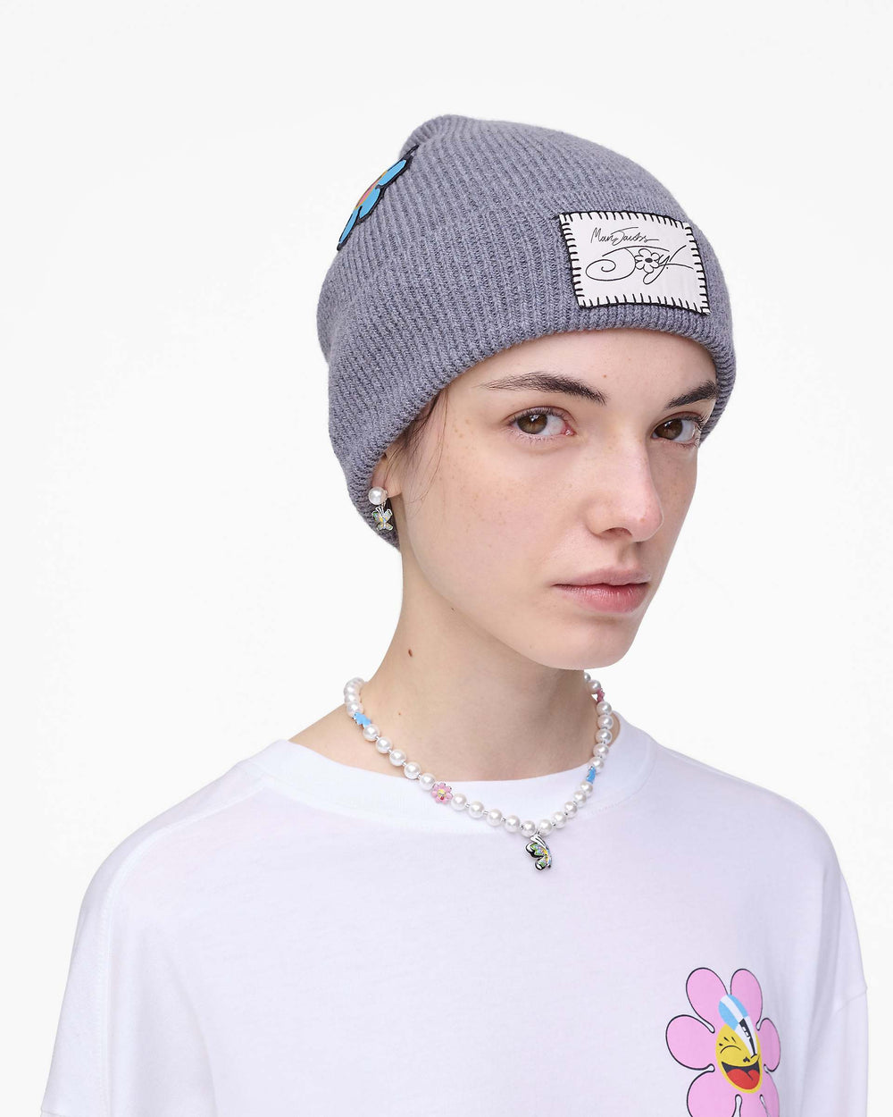 Hattie Stewart X Marc Jacobs Joy Beanie - Grey Multi | Marc Jacobs online