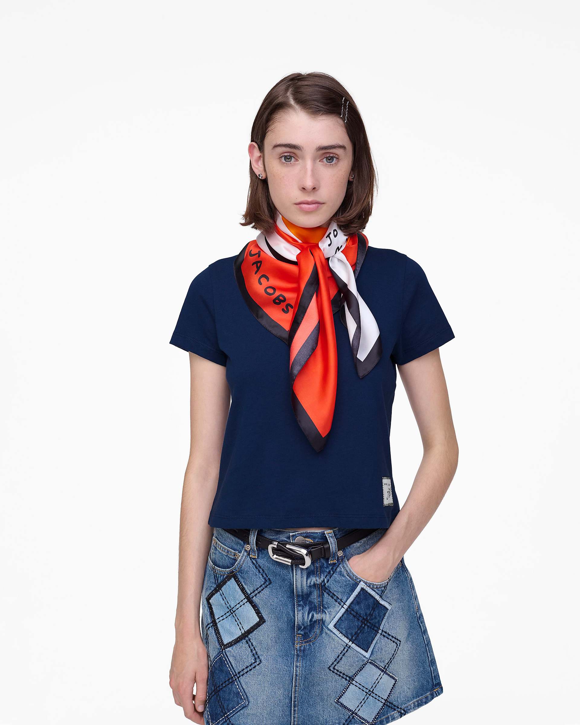 David Shrigley X Marc Jacobs Joy Silk Scarf - Orange Multi | Marc Jacobs on sale