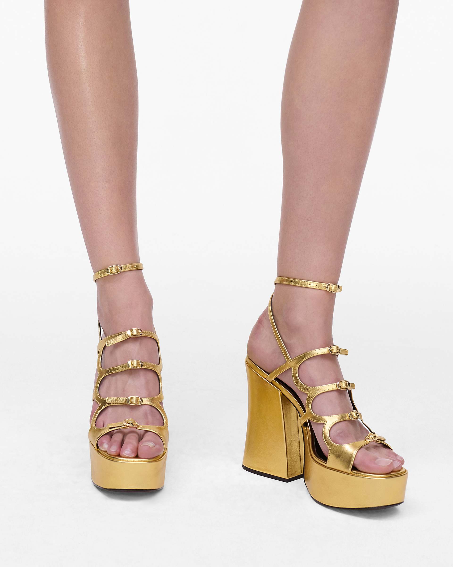 The Metallic Leather Kiki Platform Sandal - Gold | Marc Jacobs for sale