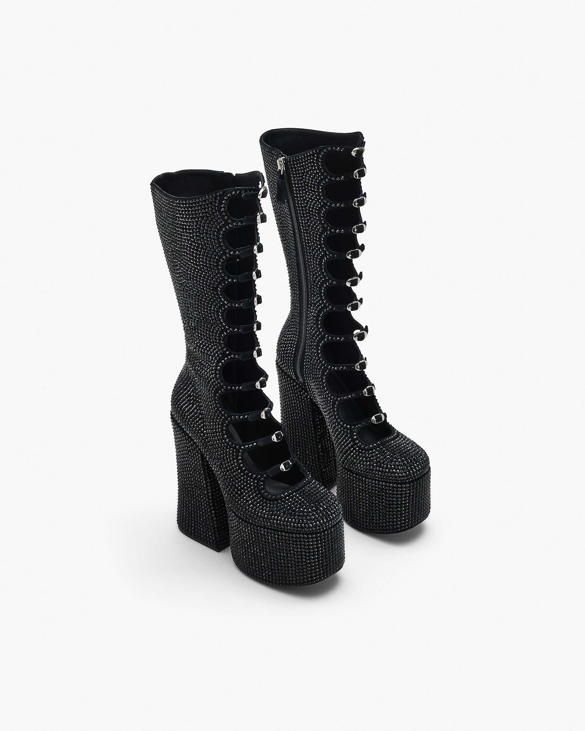 The Rhinestone Kiki Knee-High Boot - Black/Black | Marc Jacobs online