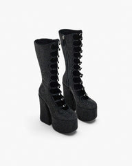 The Rhinestone Kiki Knee-High Boot - Black/Black | Marc Jacobs online