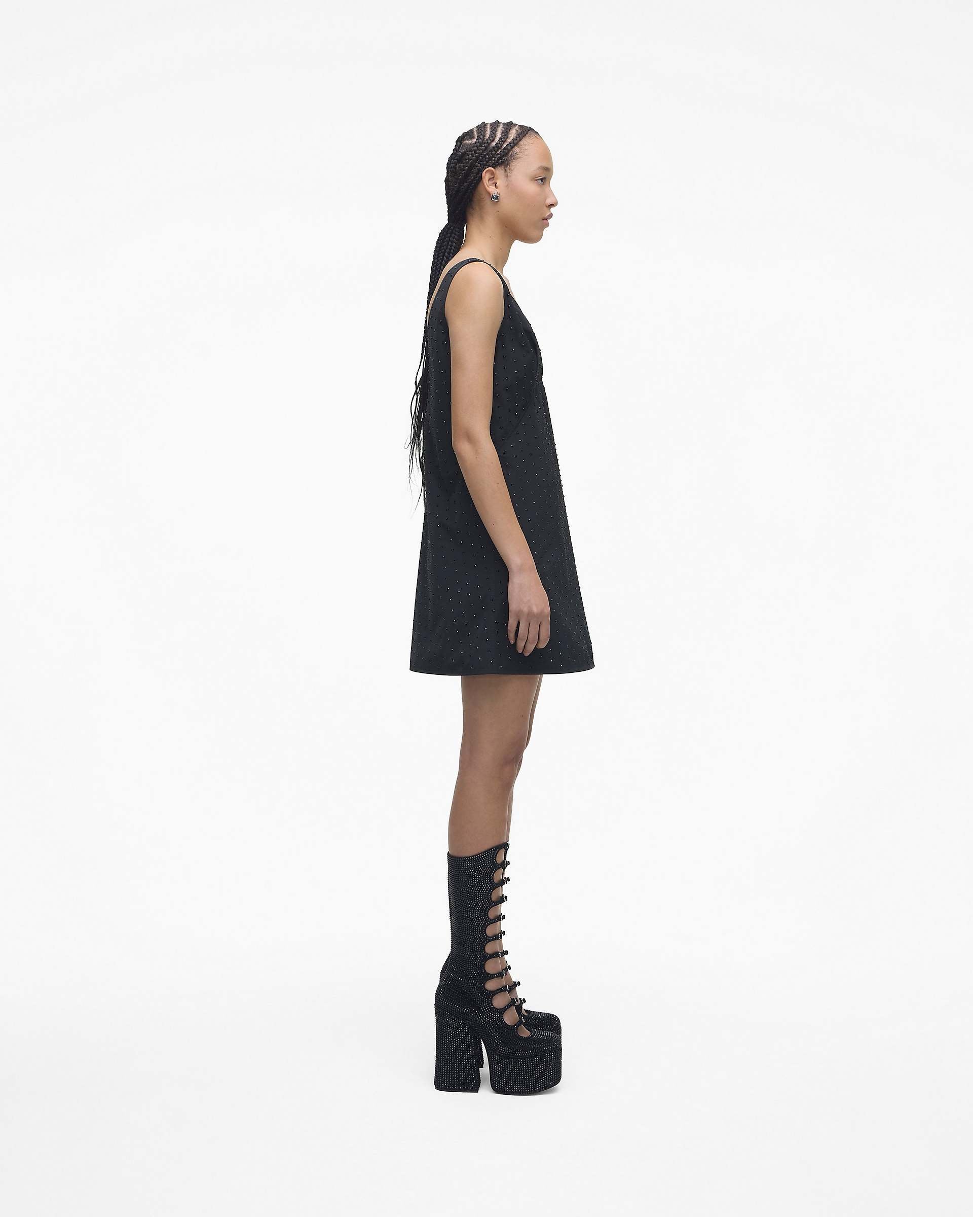 The Rhinestone Kiki Knee-High Boot - Black/Black | Marc Jacobs online