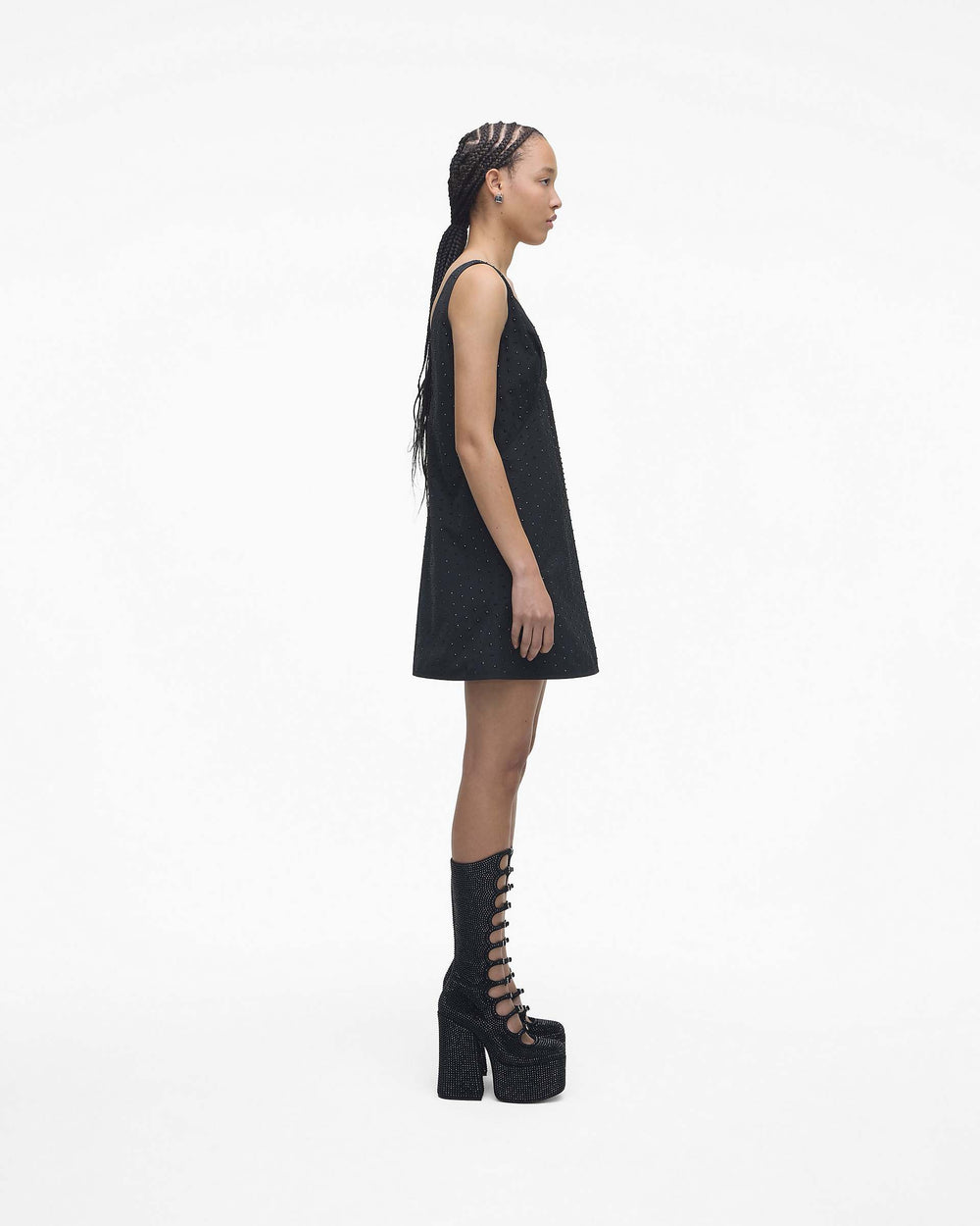 The Rhinestone Kiki Knee-High Boot - Black/Black | Marc Jacobs online