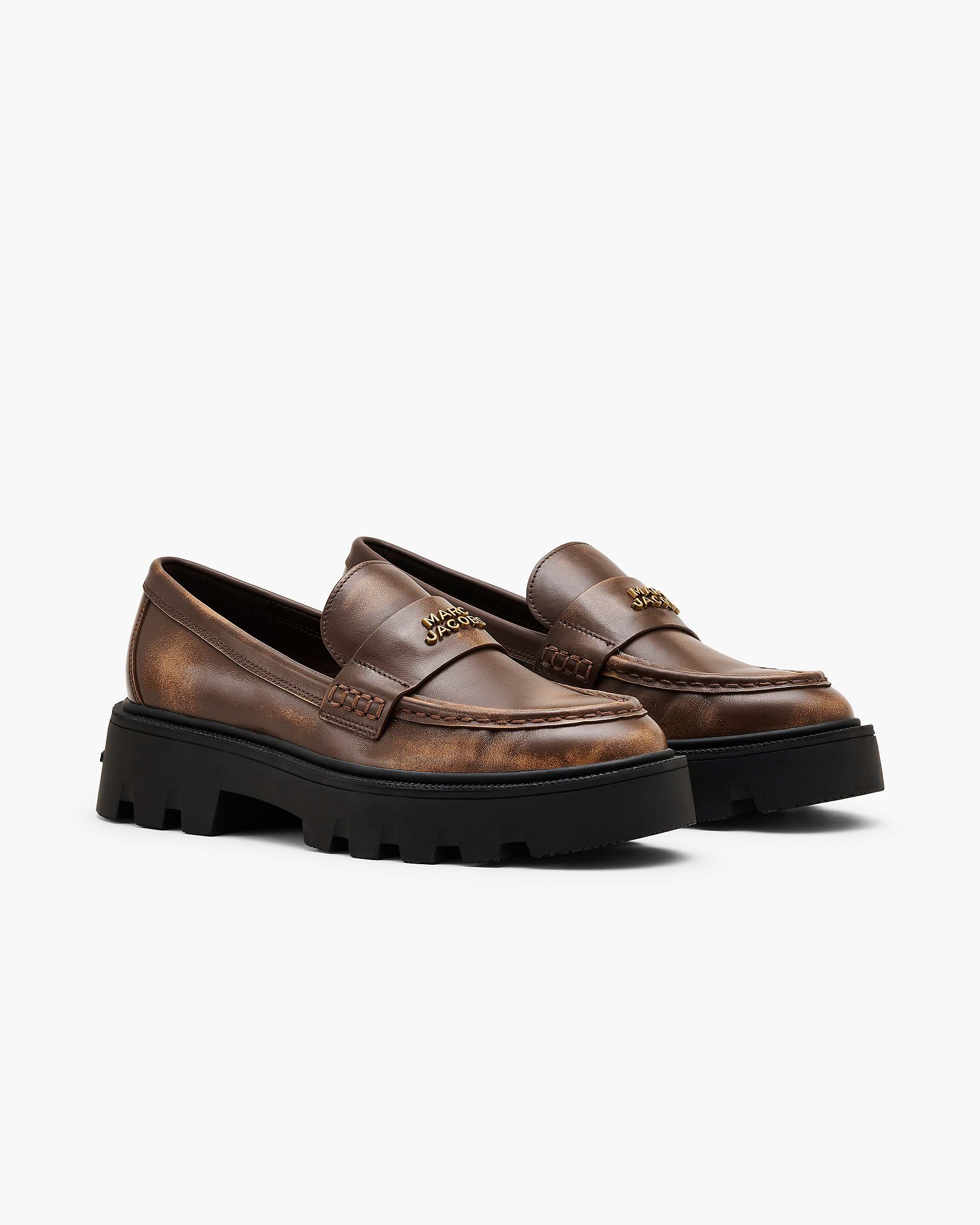The Distressed Leather Frankie Loafer - Ebony | Marc Jacobs online