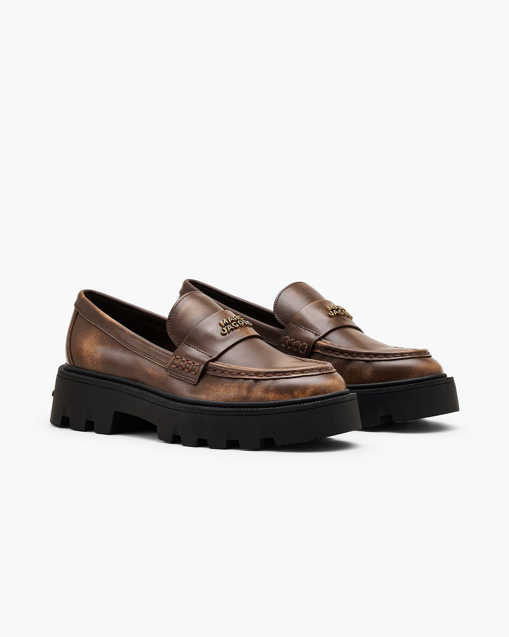 The Distressed Leather Frankie Loafer - Ebony | Marc Jacobs online