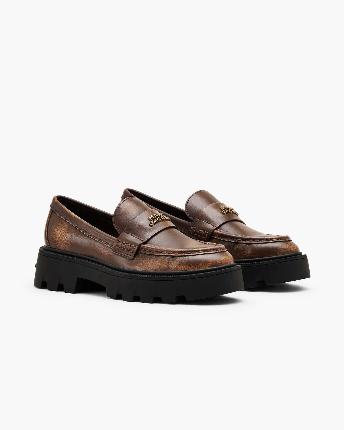 The Distressed Leather Frankie Loafer - Ebony | Marc Jacobs online