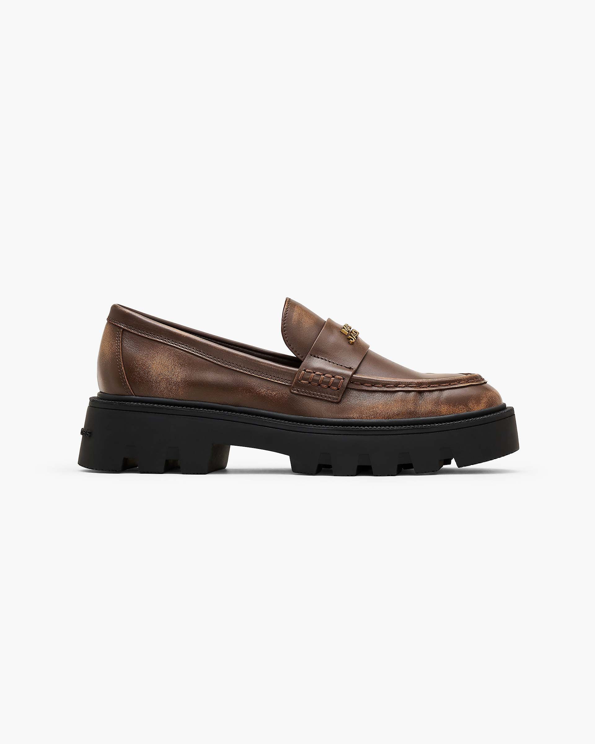 The Distressed Leather Frankie Loafer - Ebony | Marc Jacobs online
