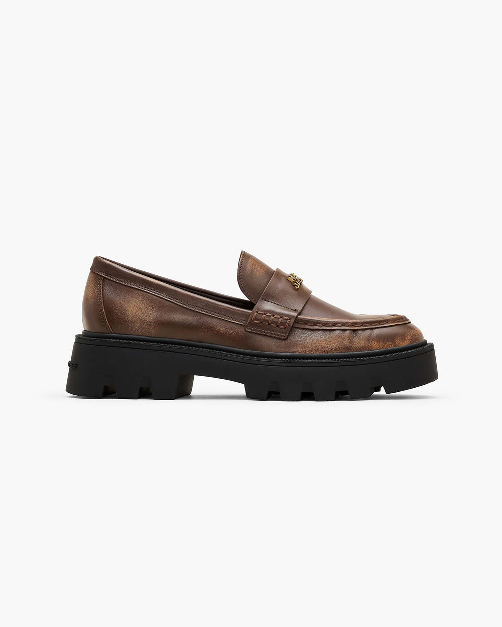 The Distressed Leather Frankie Loafer - Ebony | Marc Jacobs online